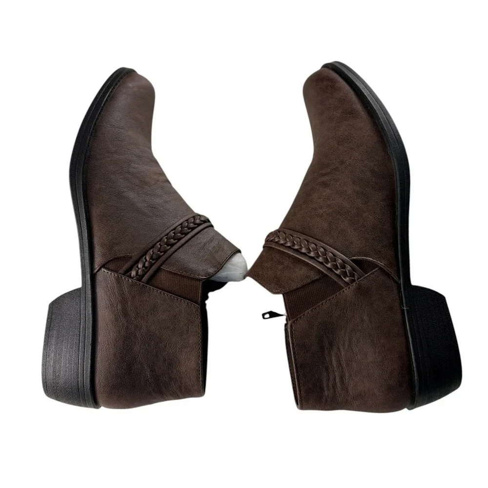 Easy Street Jalia Brown Braided Ankle Booties Womens 11M Comfort Wave 31-5826
